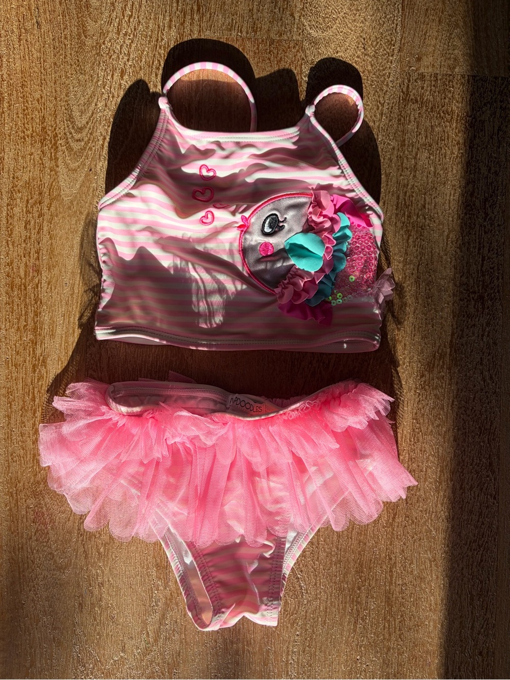 Flapdoodles Pink Striped Tutu Two-Piece Swimsuit